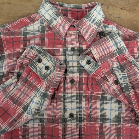 Men's Orvis Heavy Knit 100% Cotton Button Up Plaid Shirt Medium - Picture 4 of 7